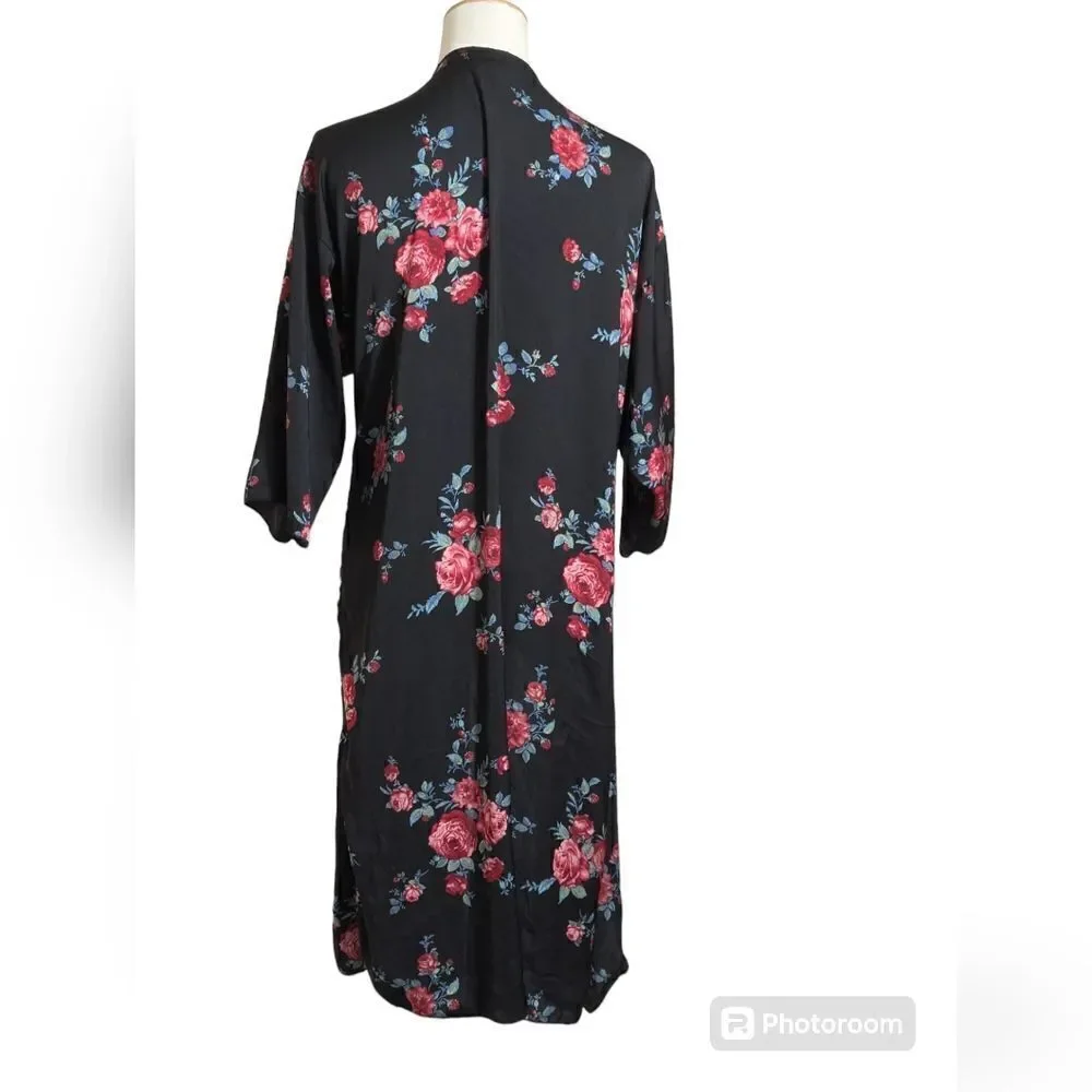 Lularoe Black Floral Kimono